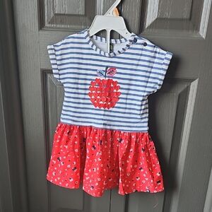 4/25$ 🍎 Striped Blue and Red Apple Dress